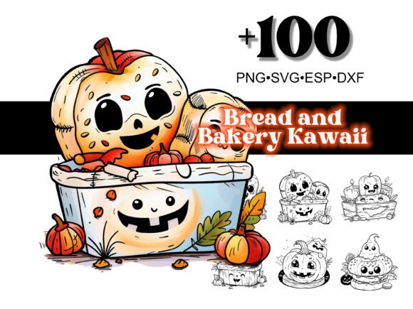 100 Bread Bakery Halloween PNG SVG Graphics and Brushes