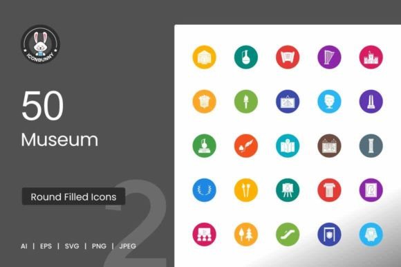 50 Museum Flat Round Icons Review