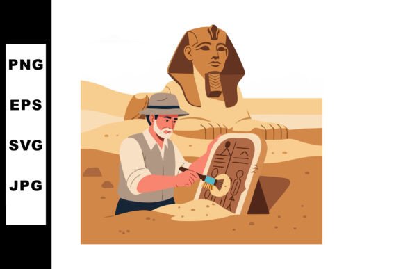 Archaeologist Uncovering Ancient Egyptia Graphics and Illustrations Review