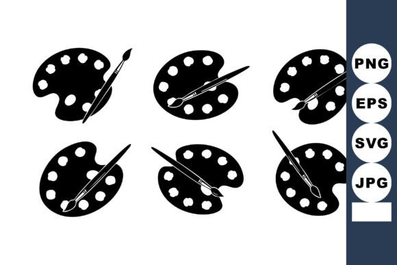 Artist Paint Palette and Brush Icon Set for Graphics & Illustrations