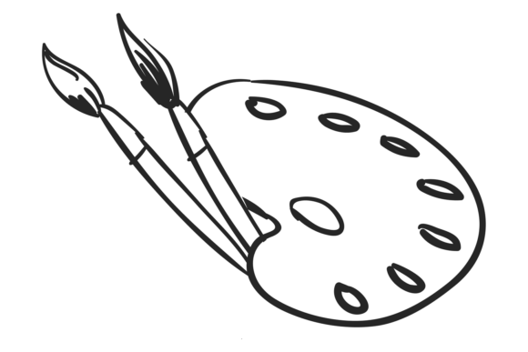 Artist Symbol. Paint Brushes and Palette: Graphics for Illustrations