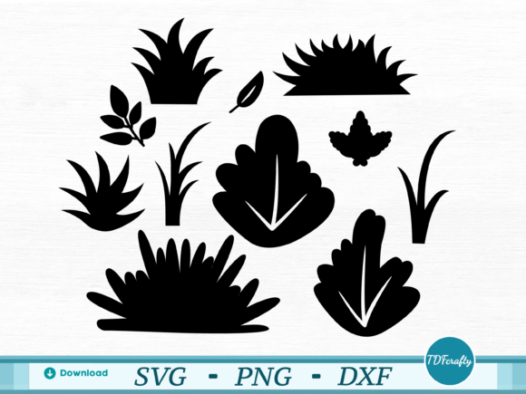 Cartoon Bushes and Leaves Silhouette Graphics & Illustrations