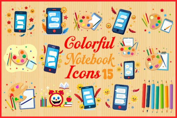 Colorful Notebook Icons Clipart Set for Graphics and Crafts