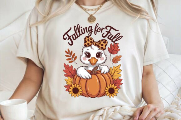 Falling for Fall Autumn Duck PNG Tee Graphics & T-Shirt Designs