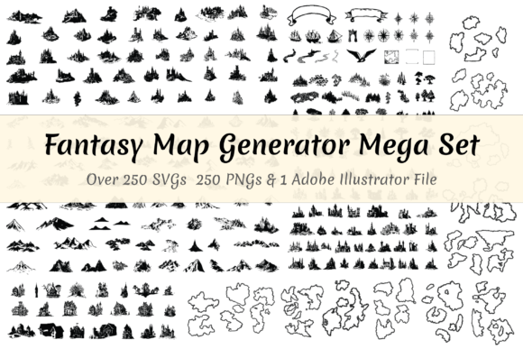 Fantasy Map Maker Mega Set - 250 Items Graphics