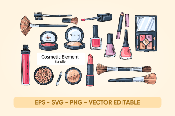Hand Drawn Cosmetic Elements Bundle: Graphics & Illustrations Review