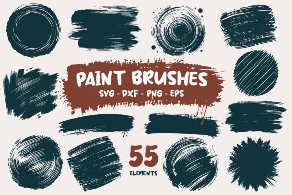 Hand Drawn Paint Brushes, Paint Strokes for Graphics