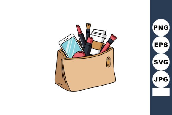 Makeup Bag with Brushes Lipstick Coffee: Graphics & Illustrations Review
