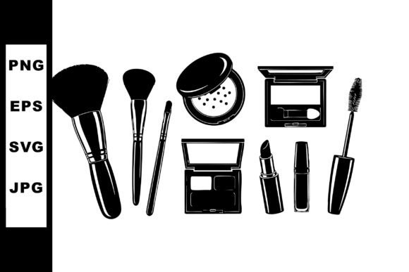 Makeup Brushes and Cosmetic Products Vec for Graphics & Illustrations