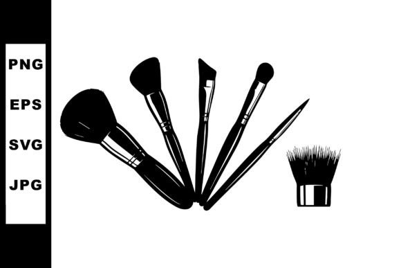 Makeup Brushes Set Vector Illustration W for Graphics and Illustrations