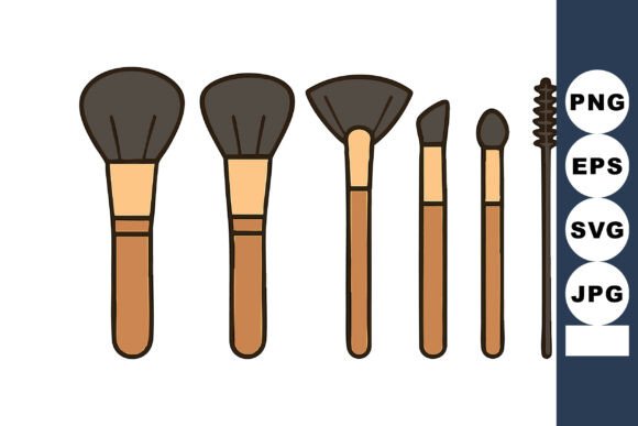 Makeup Brushes with Different Shapes an Graphics for Crafts