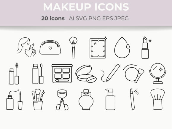 Makeup Line Icons Beauty Cosmetic SVG Review