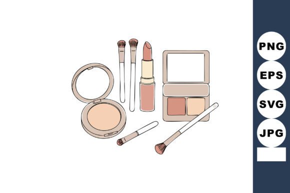 Makeup Set with Lipstick Powder Brushes Graphics & Illustrations Review