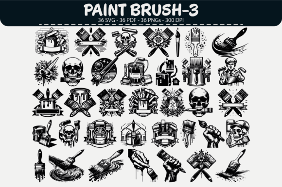 Paint Brush Clipart – 36 Designs for Graphics and Illustrations