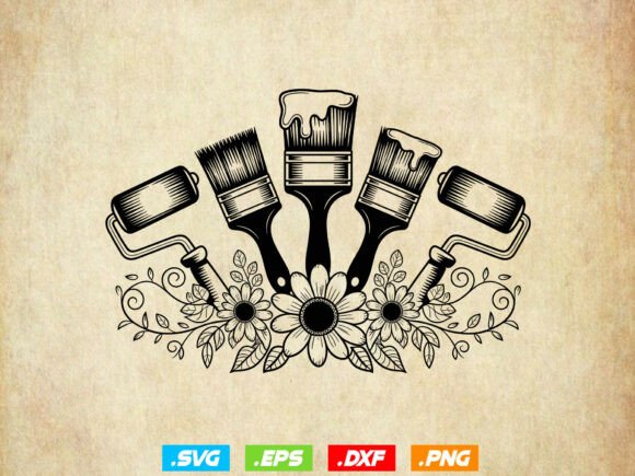 Paint Brushes Svg,Painting Tools Clipart for Crafts Graphics