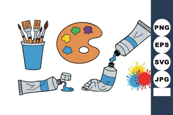 Paint Tubes, Artist Brushes, Colorful Pa Graphics and Illustrations
