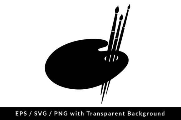 Painter Palette and Brushes Silhouette for Graphics & Illustrations