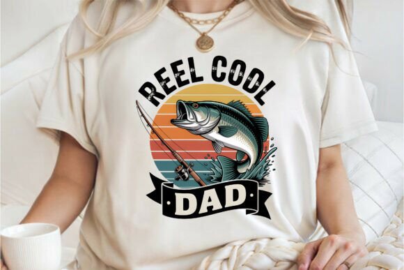 Reel Cool Dad Vintage Fishing Shirt PNG Graphics for T-Shirt Designs