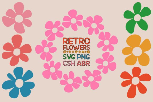 Retro SVG Flower Shapes for Graphics and Illustrations