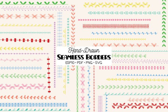 Seamless Borders Color Divider Brushes for Graphics and Illustrations