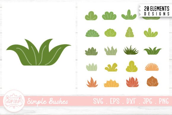 Simple Bushes Cartoon Cute Grass Bush Graphics and Illustrations Review
