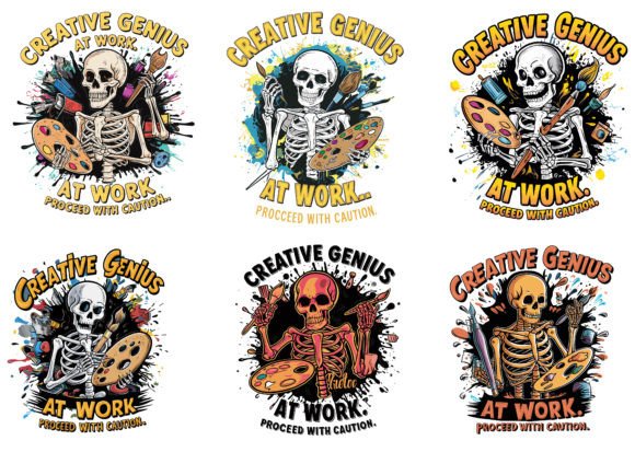 Skeleton Art at Work -Vector Illustratio Graphics Freebies
