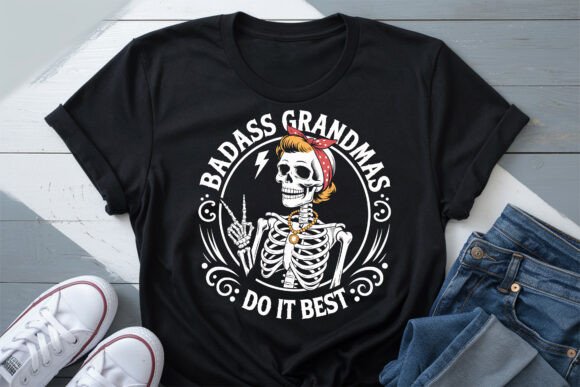Skeleton Grandma Fashion Shirt PNG Graphics for T-Shirt Designs