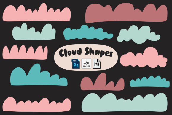 SVG Cloud Shapes Plus ABR and CSH Shapes for Graphics and Brushes