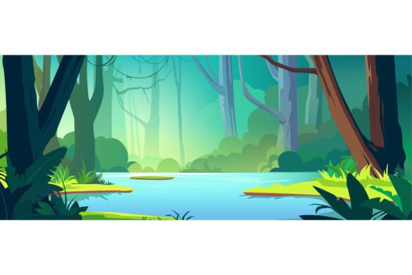 Tropical Jungle Cartoon Background Graphics for Publishers